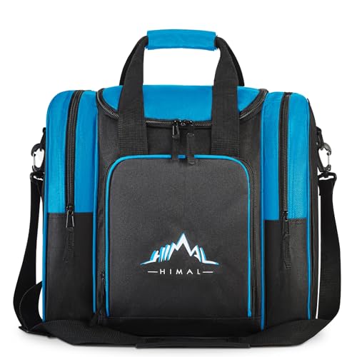 Himal Bowling Ball Bag for Single Sphere - Bowling Ball Tote Bowler's Bag with Padded Sphere Holder - Fits Bowler's Shoes Up to Mens Size 14 - color: Blue