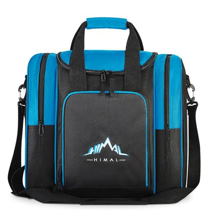 Himal Bowling Ball Bag for Single Sphere - Bowling Ball Tote Bowler's Bag with Padded Sphere Holder - Fits Bowler's Shoes Up to Mens Size 14 - color: Blue