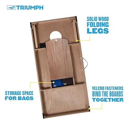 Triumph LED Keyhole 2x4 Cornhole Set – Regulation Light-Up Boards with Edge & Hole LEDs, 8 Weather-Resistant Toss Bags & Built-in Storage – Outdoor Lawn Game for Tailgates, BBQs & Backyard Fun