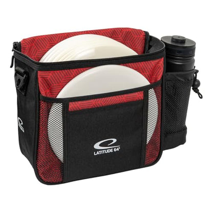 Latitude 64 Slim HEX Shoulder Bag | Lightweight Disc Golf Bag with Putter Pocket | Durable HEX Pattern Nylon Material | Compact Storage for Casual Rounds & Practice | Holds Up to 8 Discs - color: Red