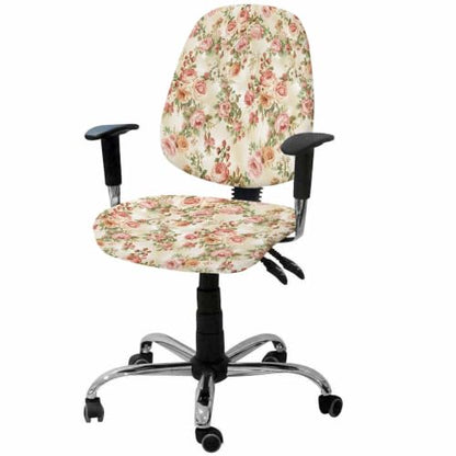 Savannan Office Chair Cover, Rose Flower Leaf Seamless Protective Stretch Elastic Universal Cover for Desk Task Chair,Computer Rotating Chair 1 Pcs Classic Floral Watercolor