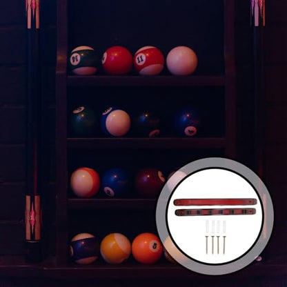 Cabilock Wine Red 6-hole Wood Cue Display Rack Wall-mounted Pool Cue Holder Billiards Stick Storage Stand for Indoor Recreation Room