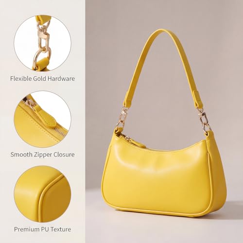 VODIU Clutch Tote Handbags with 2 Removable Straps and Zipper Closure Crossbody Bags Shoulder Purse Handbag for Women - color: Yellow