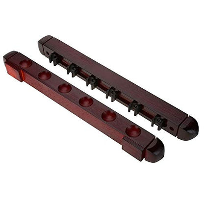 Keenso Pool Cue Rack, Billiard Cue Rack, Wood Wall Mounted, 6 Cues Pool Cue Stick Holder with 4 Screw & Expansion Plug for Pool Bars, Billiard Rooms, Homes, Clubs, and Casinos