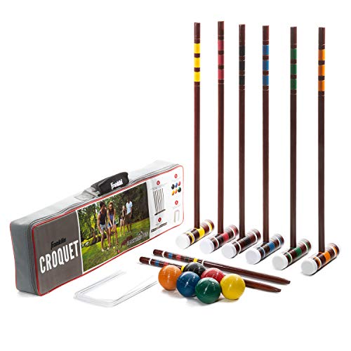 Franklin Sports Portable Backyard Croquet Sets - Complete 4 + 6 Player Croquet Sets with Mallets, Croquet Balls + Wickets Included - Outdoor Family Lawn Game Sets - style: Family