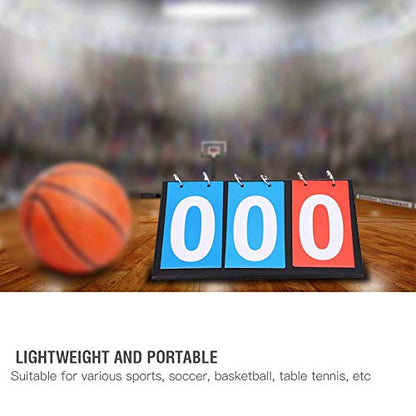 Portable Scoreboard, 2/3/4 Digit Flip Sports Scoreboard Score Counter for Table Tennis Basketball(3 Digit)