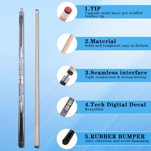 Canadian Maple Pool Cue Stick, Stainless Steel 5/16" X 18 Joint, 58 Inch 13mm Tip Billiard Pool Cue Stick, 19 20 oz, 2-Piece Pool Cue Stick for Beginner, Commercial Home Entertainment - color: Model C (19oz)