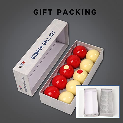 GSE Games & Sports Expert 2-1/8" Regulation Size Bumper Pool Balls, Standard Set of 10 Billiard Ball Set, Bumper Pool Table Accessories