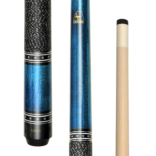 ASKA Pool Cue Stick – Irish Linen Wrap, Decorative Ring Design, Hard Rock Maple Shaft, 13 mm Hard Leather Tip, 5/16x18 Joint, Billiard Cue - size: 42"