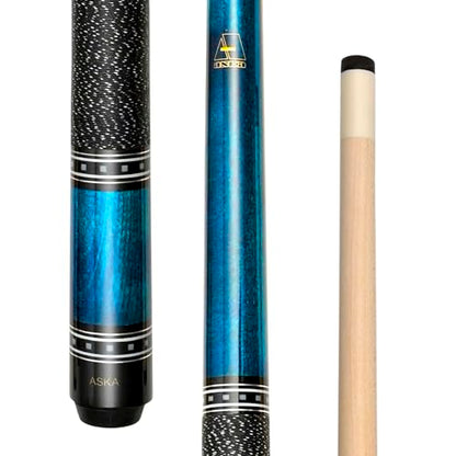 ASKA Pool Cue Stick – Irish Linen Wrap, Decorative Ring Design, Hard Rock Maple Shaft, 13 mm Hard Leather Tip, 5/16x18 Joint, Billiard Cue - size: 42"