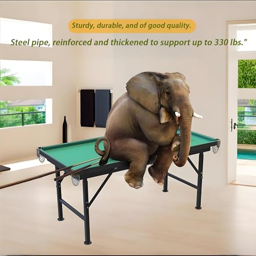55" Foldable Billiard Table for Kids & Adults - Safe Anti-Collision Design, 330 Lbs Load Capacity, Includes Balls, Cues, Chalk & Brush - Portable Wooden Pool Table for Indoor Outdoor Use - size: 47inA
