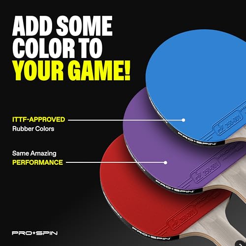 PRO-SPIN Ping Pong Paddles – ITTF Approved Professional Table Tennis Rackets with Carbon Fiber for Superior Control | 7-Ply Blade, Premium Rubber, 2.0mm Sponge - color: 4-Pack | Blue/Violet