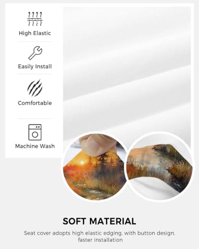 Savannan Office Chair Cover, Fall Watercolor Forest Tree Protective Stretch Elastic Universal Cover for Desk Task Chair,Computer Rotating Chair 1 Pcs County River Ombre Sunset