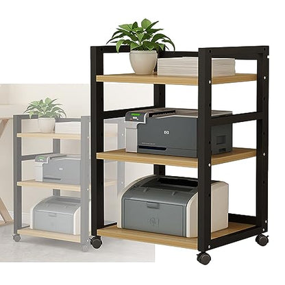 3 Tier AV Media Cabinet Stand Assembly Cabinet, Gaming TV Cabinet and Stereo Rack Audio Tower with Height Adjustable Wooden Shelf (Color : Black, Size : 50x40x79cm) - color: Black