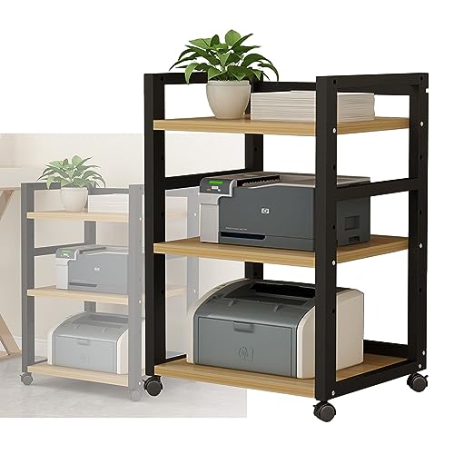 3 Tier AV Media Cabinet Stand Assembly Cabinet, Gaming TV Cabinet and Stereo Rack Audio Tower with Height Adjustable Wooden Shelf (Color : Black, Size : 50x40x79cm) - color: Black