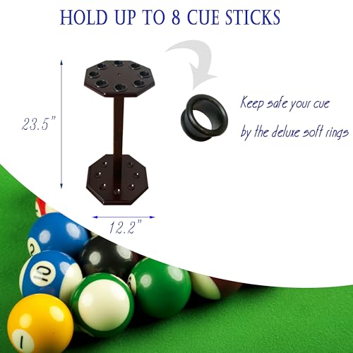 Freestanding Billiard Cue Rack, Pool Table Accessories Hold 8 Cues, Pool Cue Stick Holder, Wooden Floor Stand Pool Cue Holder for Billiard Game Room (Mahogany) - color: Mahogany