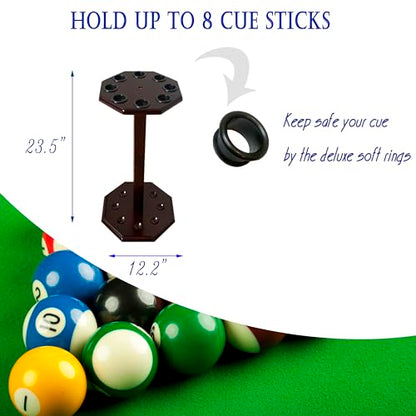 Freestanding Billiard Cue Rack, Pool Table Accessories Hold 8 Cues, Pool Cue Stick Holder, Wooden Floor Stand Pool Cue Holder for Billiard Game Room (Mahogany) - color: Mahogany