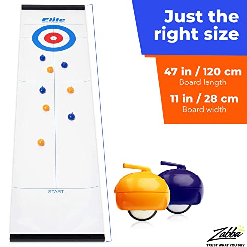 Elite Sportz Equipment Curling Game - Tabletop Games for Adults, Kids & Families - 4 Ft x 1 Ft Mat for Indoor Fun w/Bonus Travel Bag - Ages 6 & Up