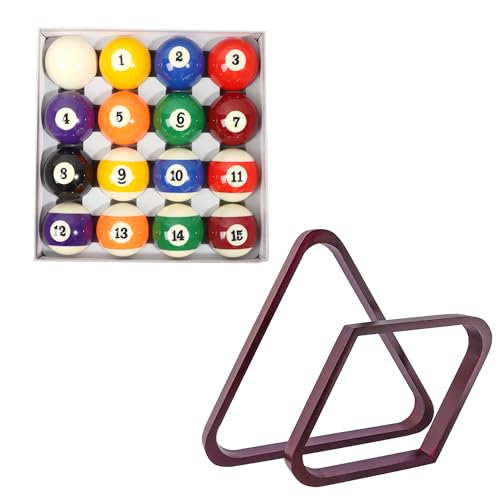 GSE Games & Sports Expert 8-Ball Triangle & 9-Ball Diamond Pool Ball Racks with 2-1/4" Standard Pool Balls, Billiard Balls and Racks Set, Pool Table Accessories (Several Colors Available) - color: Pro Standard Balls, style: Mahogany Racks