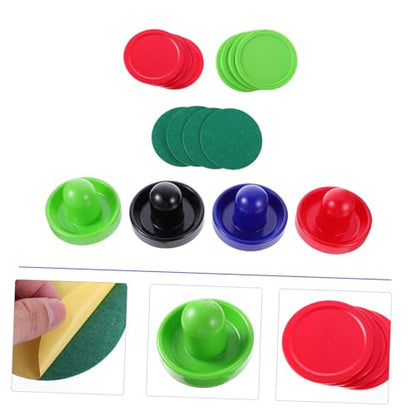 Air Hockey Pushers and Pucks Plastic Strikers with Thick Felt Pads for Table Game Replacement Accessories in Blue Black Red Green