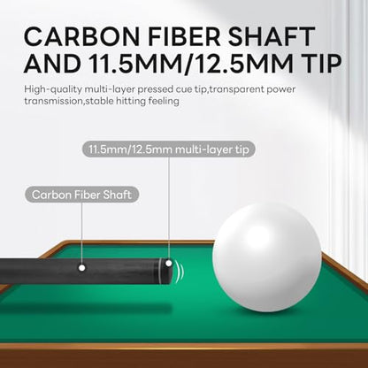 Carbon Fiber Pool Cue 58" 2-Piece Cue Stick Professional Cue Carbon Technology Low Deflection Billiard Cues（Weight can be Adjusted） - color: Phantom, size: 11.5mm
