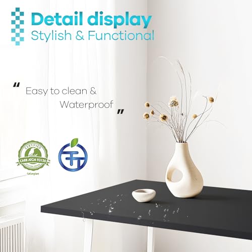 Kaboon Black Table Top 23.62" D x 59.1" W, Solid One-Piece Desktop, Universal Wood Countertop, Reversible Laminate Top, Double Desks, L-Desk DIY, for Home and Commercial - color: Black, size: 60x24