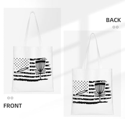 NIENIE Disc Golf Patriotic Day Tote Bag for Women Shopping Bags Reusable Large Capacity Casual Shoulder Handbags DIY Gift Bags Cute Canvas Tote Bag