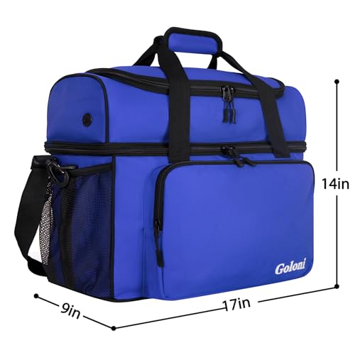 Goloni 2 Balls Bowling Bag with Ball Holder - Fits Bowling Shoes Up to Mens Size 16 and Accessories - color: Blue