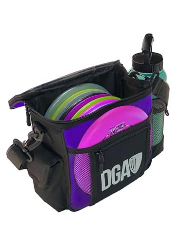 DGA Starter Disc Golf Bag (Purple) – Lightweight, Durable Bag for 8-10 Discs – Adjustable Shoulder Strap, Putter Pocket, Valuables Storage, Compact Disc Golf Bag - (Discs not included)