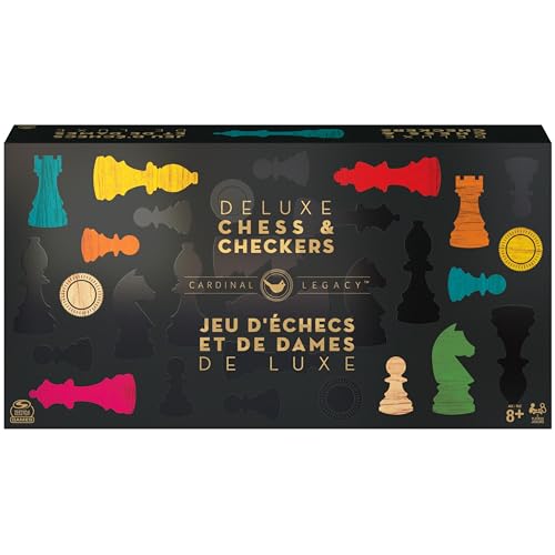 Spin Master Games Legacy Deluxe Chess & Checkers Set, Classic Two Player Game Includes Folding Board with Solid Wood Playing Pieces, for Kids and Adults Ages 8 and up - color: Chess & Checkers