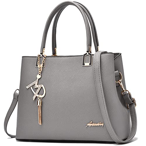 Womens Purses and Handbags Shoulder Bags Ladies Designer Top Handle Satchel Tote Bag - color: Grey