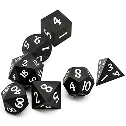Wood DND Dice Set, 7PCS Black Polyhedral Dice Set for D&D Role Playing Games, d and d Gifts (Ebony Wood) - color: Ebony Wood