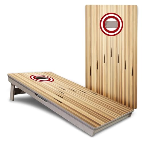 Cornhole Solutions PRO Tournament Cornhole Boards – Regulation 4ft x 2ft Professional Set – 3/4" Baltic Birch Plywood – Folding Legs, Built-in Handles – Corn Hole Game Set - color: Bowling