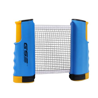 GSE Games & Sports Expert Adjustable Retractable Ping Pong Net Set & Post. Professional Table Tennis Rackets and Balls, Net with Posts and Storage Bag - Pingpong Paddle and Game Table Accessories. | Adjustable - color: Blue Net