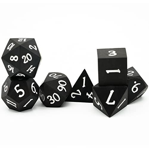 Wood DND Dice Set, 7PCS Black Polyhedral Dice Set for D&D Role Playing Games, d and d Gifts (Ebony Wood) - color: Ebony Wood