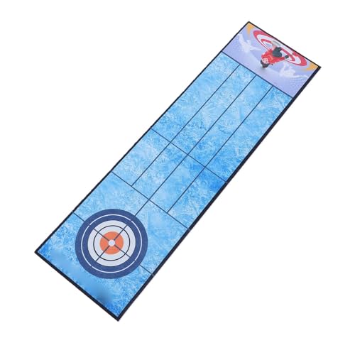 Tabletop Curling Game with Foldable Mat, Portable Party Game Set Desktop Curling Toy for Family Night Travel Office