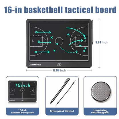 Electronic Basketball Coaching Board - 16 inch LCD BasketballTactics Board with Stylus Pen, Basketball Coach Essentials