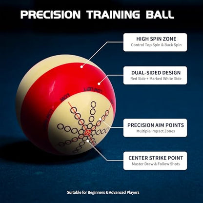 Pool Billiard Cue Ball Training Set, 2-1/4" Regulation Phenolic Resin, 6 Dot Measle & Aim Target Practice Balls, Spin & Accuracy Training Aid for Beginners & Advanced Players - color: Cue Ball + Blue Dot Set