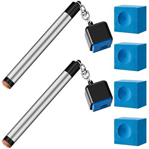 Meooeck 2 Pcs 2 in 1 Pool Cue Chalk Holder for Billiards, Portable Pool Snooker Chalk Holder, Non-Slip Billiard Cue Tip Pricker, Table Accessory