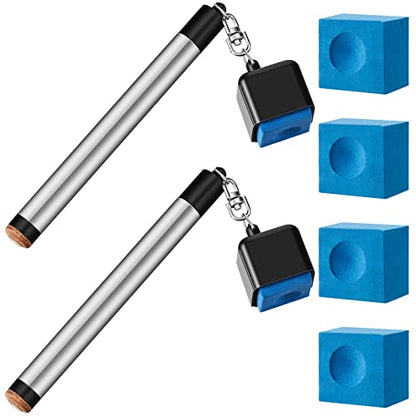 Meooeck 2 Pcs 2 in 1 Pool Cue Chalk Holder for Billiards, Portable Pool Snooker Chalk Holder, Non-Slip Billiard Cue Tip Pricker, Table Accessory