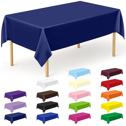 QZYL 12 PCS Navy Plastic Tablecloths, 54 in x 108 in Dinner Table Cloths, Rectangle Table Cover for Birthday Party Family Gathering Wedding - color: Navy, size: 12pcs 54x108 in
