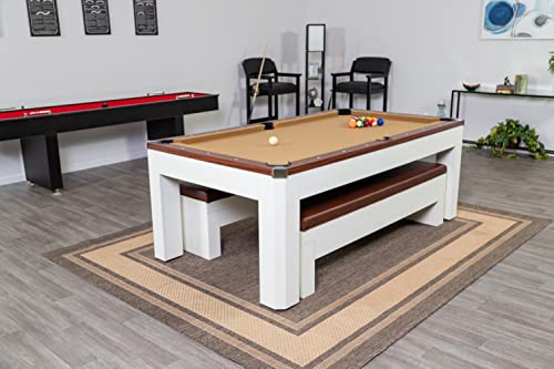 Hathaway Pool Table Combo Set with Benches - color: Walnut