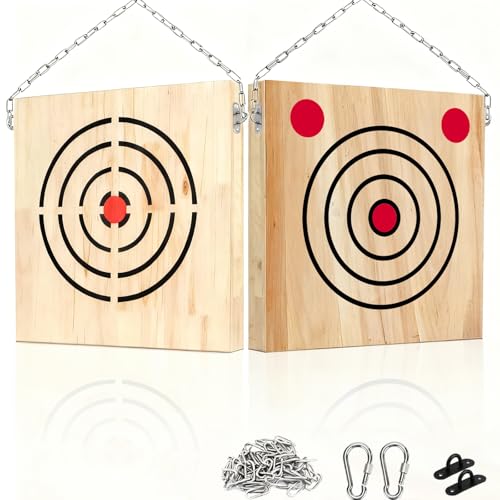 Wooden Axe Throwing Target with Handle & Chain Knife Throwing Target with KnifeThrowing with Steel Chain