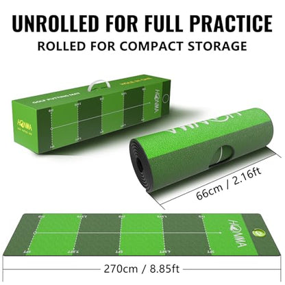 Honma Golf Putting mat with Distance Marker,26in X 9ft Golf Putting Green Indoor for Training fit for Home,Office & Outdoor
