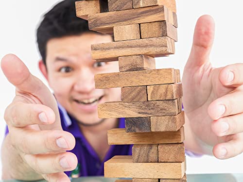 JA-RU Mini Tumbling Tower Game (3 Tower Set) 4 Inch Small Size Wooden Blocks. Building Games and Stacking Game for Kids. Indoor Outdoor Sport Activities. 3276-3p