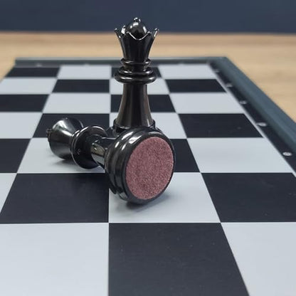 Chess Set with 2 Extra Queens, 9.7-inch Magnetic Foldable Chessboard, Travel Portable Educational Board Game, Suitable for Adults, Kids, Beginners and Professionals