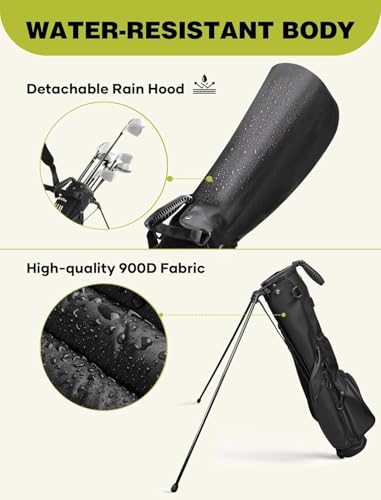 Small Golf Bag, 3 Divider Fit Up to 8 Clubs, Golf Stand Bag with Rain Cover, Durable Pitch n Putt, Lightweight Golf Club Carry Bag with Strap and Stand, Golf Bags for Men & Women - color: Matte Black