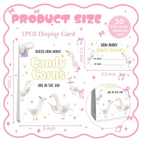 Silly Goose Baby Shower Decorations,Guess How Many Baby Shower Game,Guess How Many Candy Corns Are In The Jar, One Silly Goose Birthday Decor,Birthday Party Games & Activities 50 Cards And Sign - size: goose
