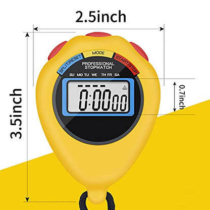Pgzsy 6 Pack Multi-Function Electronic Digital Sport Stopwatch Timer, Large Display with Date Time and Alarm Function,Suitable for Sports Coaches Fitness Coaches and Referees