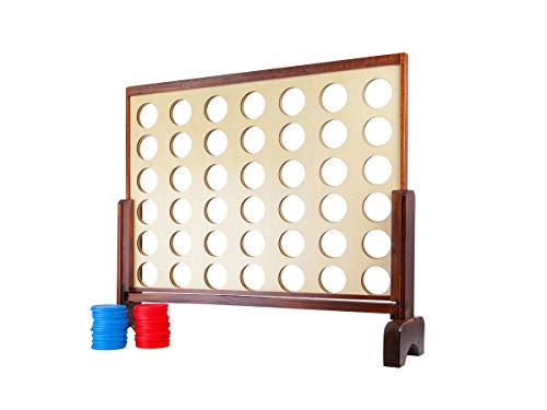 Monoprice Giant Four-in-a-Row - for Tailgating, Bbqs, Camping, Outdoor Events, and Much More - Pure Outdoor Collection, Wood, 34 x 26 x 4.25 inches